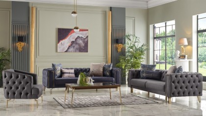 Set Canapea Montego 3+2+1, Finisaj Auriu BELLONA Seturi canapele