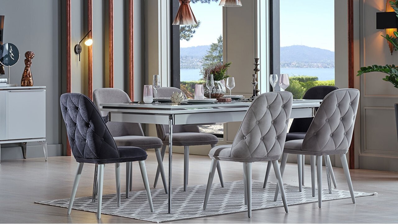 Set Dining Room Loretto, scaun spatar nasturi BELLONA Seturi Dining Room