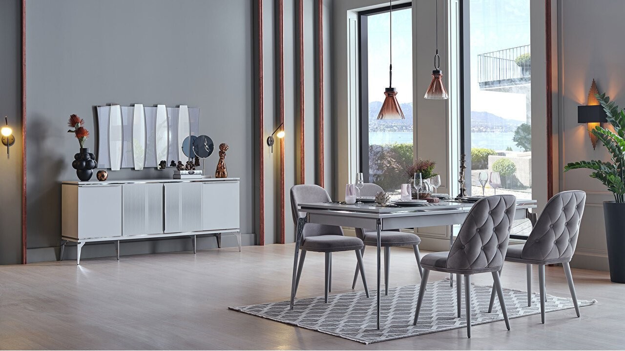 Set Dining Room Loretto, scaun spatar nasturi BELLONA Seturi Dining Room