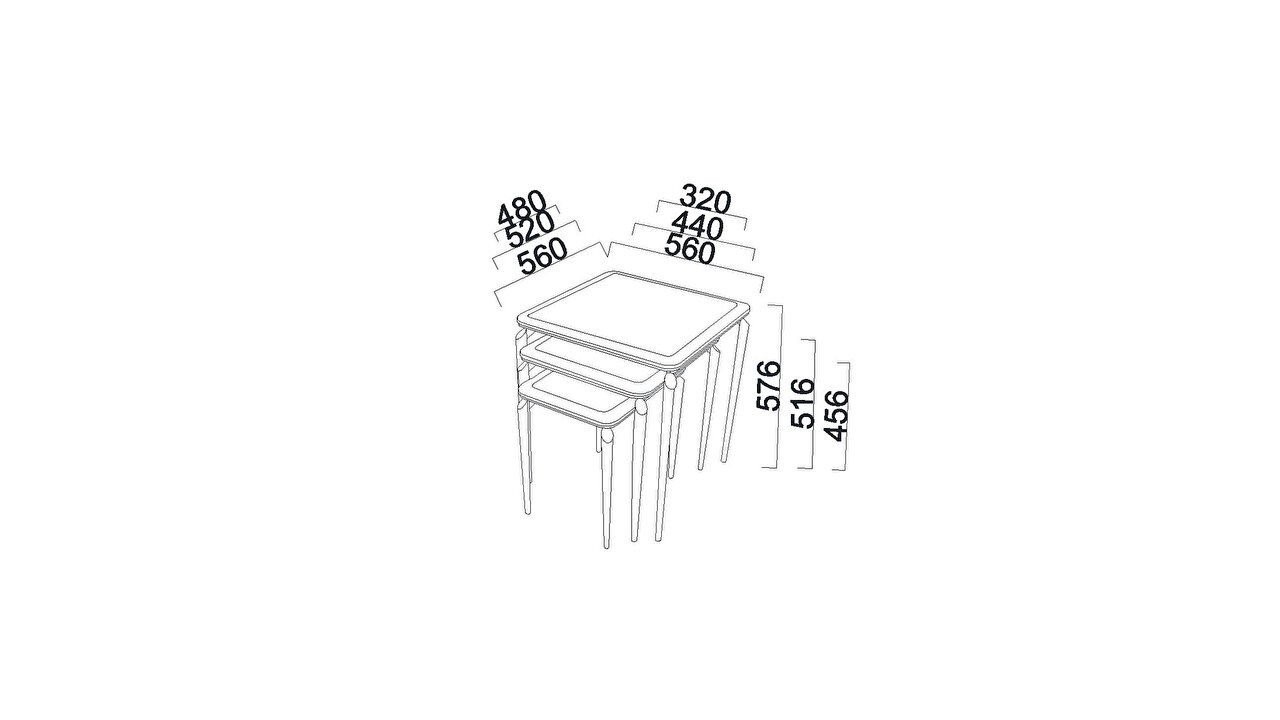 Masute Cafea Zigon Plaza, set 3 bucati, culoare Nuc BELLONA Masuta Zigon 22PZA3304P1P2