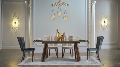 Set Dining Room cu masa fixa Plaza, culoare Nuc BELLONA Seturi Dining Room