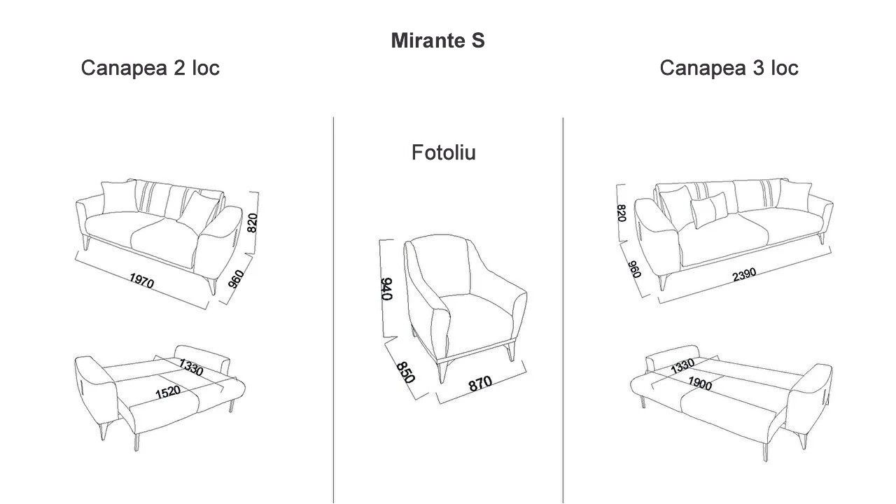 Set Canapea Mirante S, 3+1 BELLONA Seturi canapele