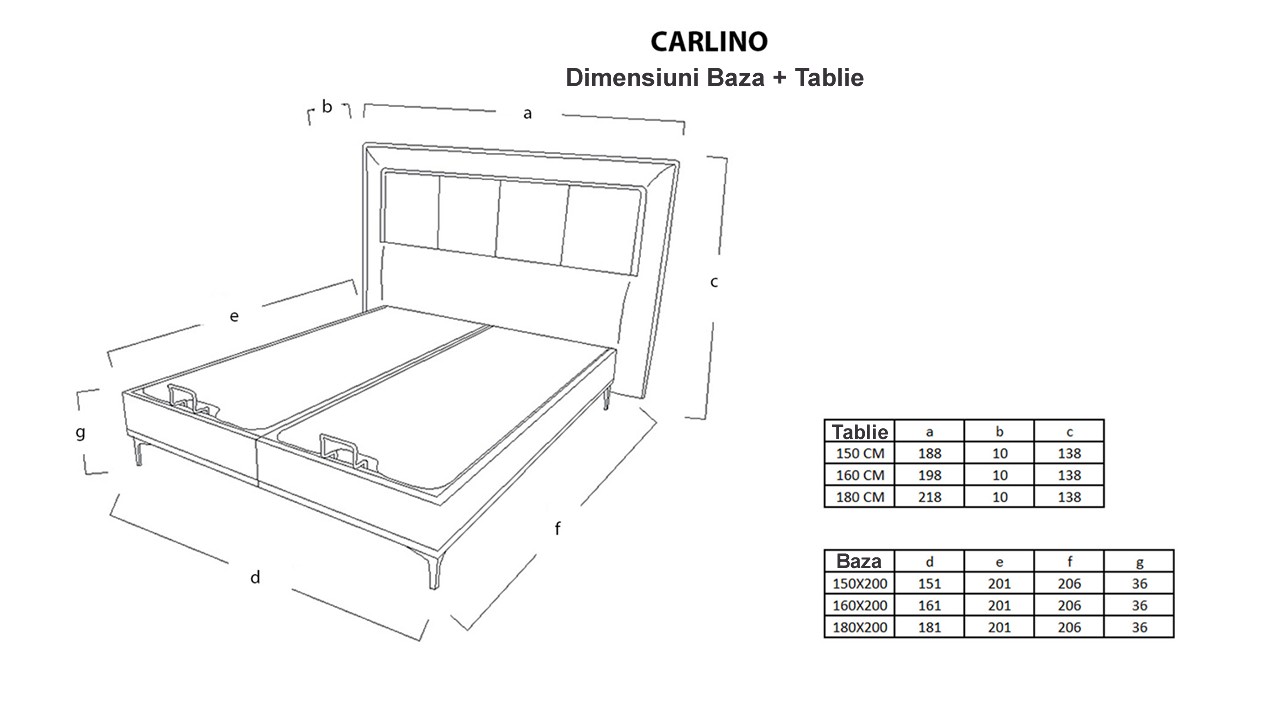 Set Dormitor Carlino , Sifonier usi glisante, Pat 160x200, culoare Prada - Gri  Magazin CARLINOUSIGLIS160