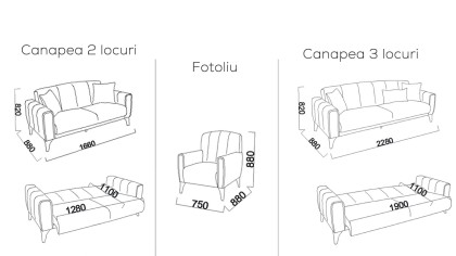 Set Canapea Extensibila Nilya 3+1 BELLONA Seturi canapele