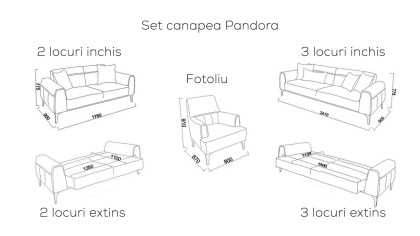 Canapea Extensibila 2 locuri Pandora BELLONA Canapele 20PND2D00400001