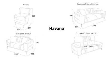 Set Canapea Extensibila Havana 3+1 BELLONA Seturi canapele