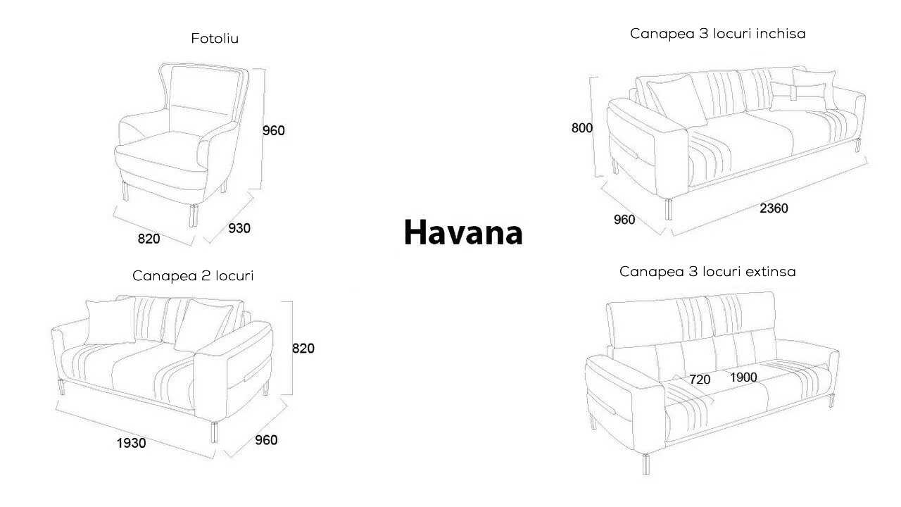 Set Canapea Extensibila Havana 3+1 BELLONA Seturi canapele