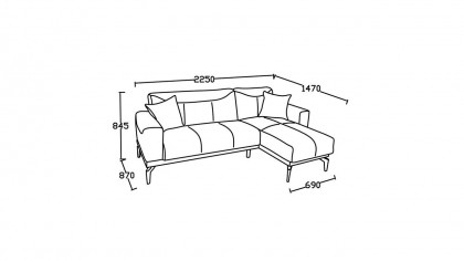 Coltar extensibil stanga Henry, culoare albastru, culoare picior nuc BELLONA Coltare SHOWROOM20HRY5L00300006