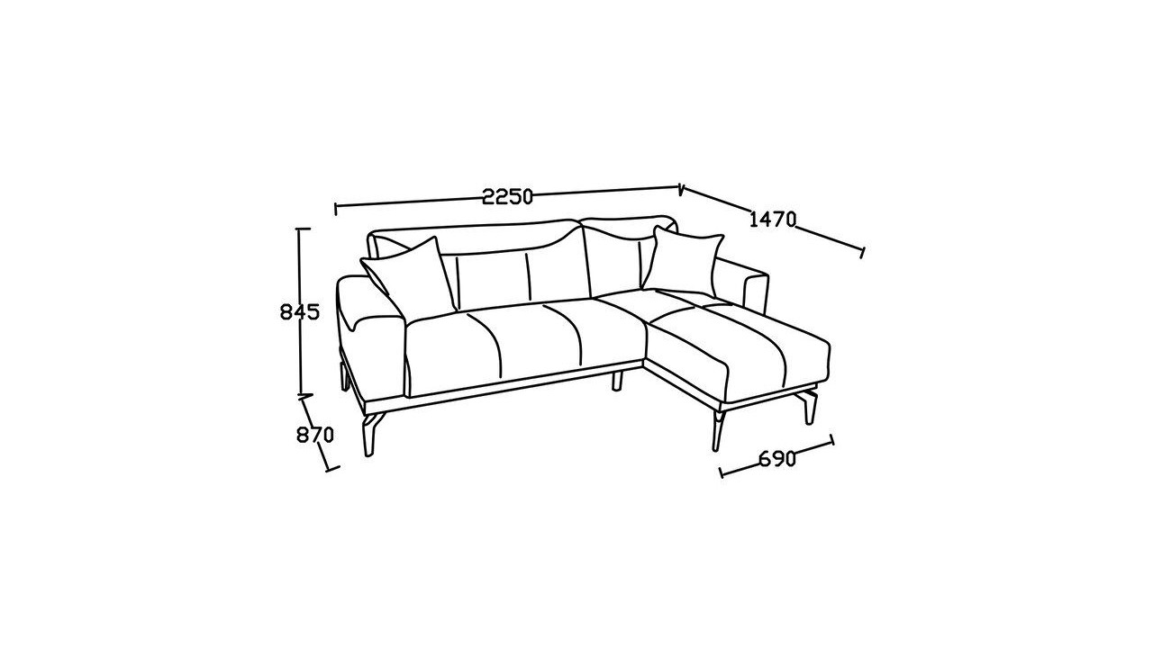 Coltar extensibil stanga Henry, culoare albastru, culoare picior nuc BELLONA Coltare SHOWROOM20HRY5L00300006