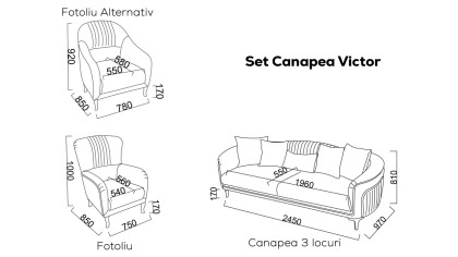 Set Canapea Victor cu Fotoliu Alternativ 3+3+1+1  Seturi canapele