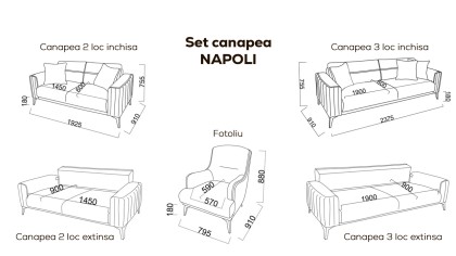 Set Canapea Extensibila Napoli 3+1  Seturi canapele