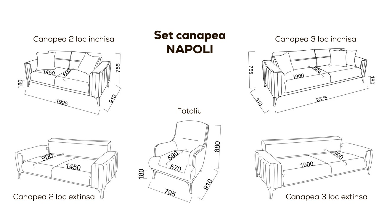 Set Canapea Extensibila Napoli 3+1  Seturi canapele
