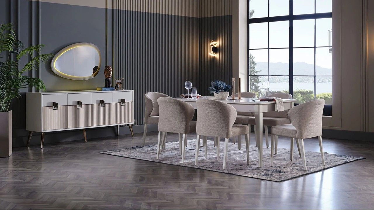 Set Dining Room cu masa extensibila Napoli Seturi Dining Room Set Dining Room cu masa extensibila Napoli Seturi Dining Room