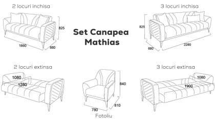 Canapea 2 locuri Extensibila Mathias BELLONA Canapele