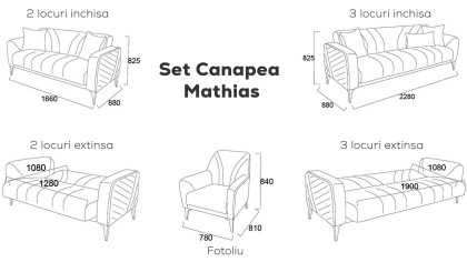 Set Canapea Extensibila Mathias 3+1  Seturi canapele