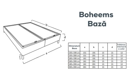 Pat cu somiera rabatabila Boheems BELLONA Pat