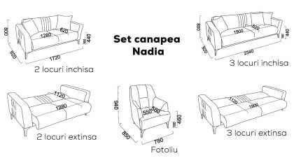 Canapea 2 locuri Extensibila Nadia BELLONA Canapele