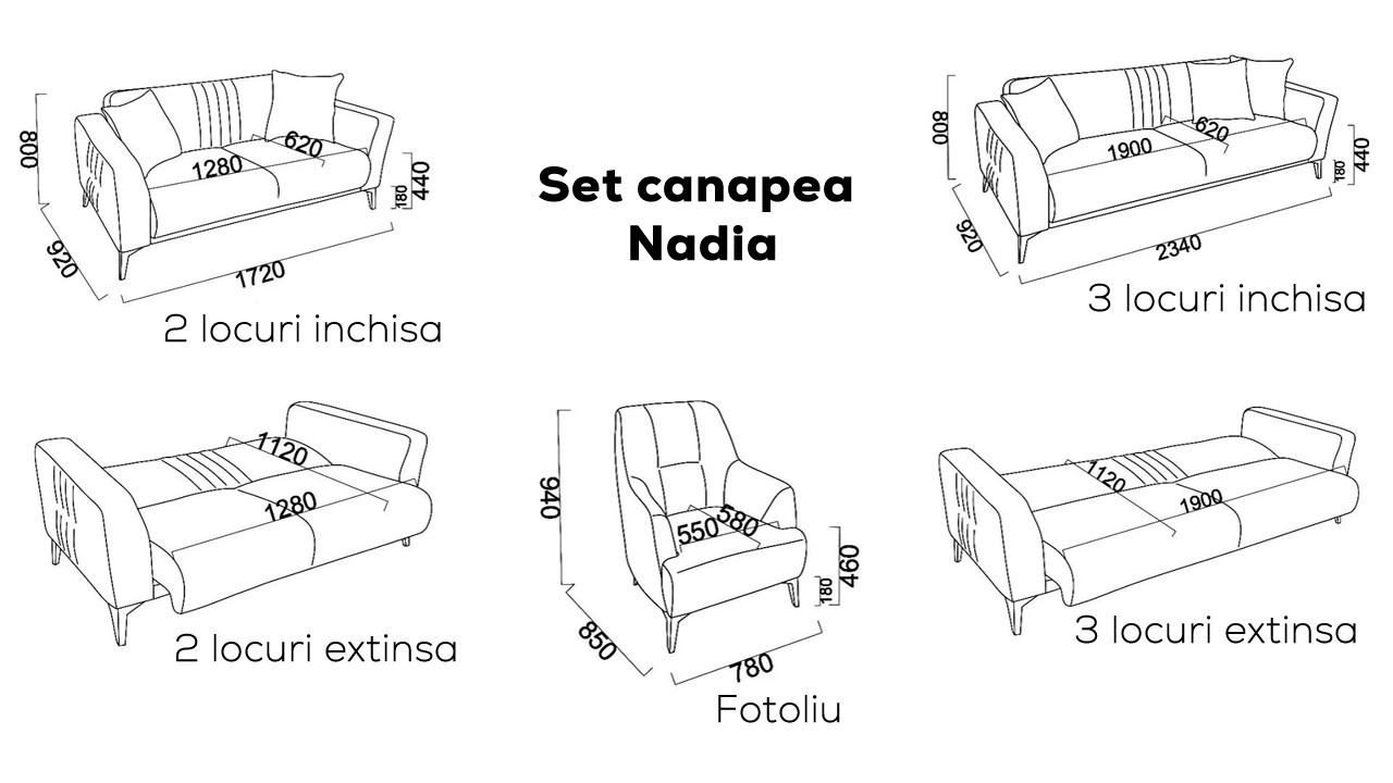 Set Canapea Extensibila Nadia 3+2+1  Seturi canapele