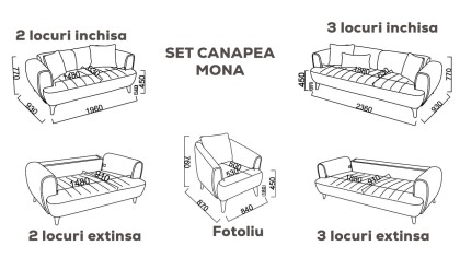 Canapea 2 locuri Extensibila Mona BELLONA Canapele