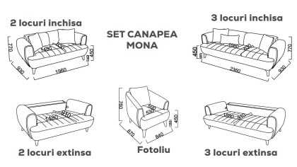 Set Canapea Extensibila Mona 3+1  Seturi canapele