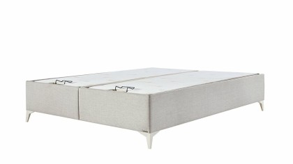 Pat tapitat cu lada de depozitare Verso S, 160x200cm, culoare Crem, picior culoare Fildes BELLONA Paturi tapitate cu lada - L...