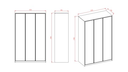 Modul 3 usi cu sticla sifonier modular Motion BELLONA Magazin 22MTO2024FSFS