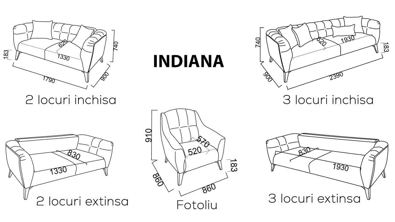 Set Canapea Extensibila Indiana 3+1  Seturi canapele