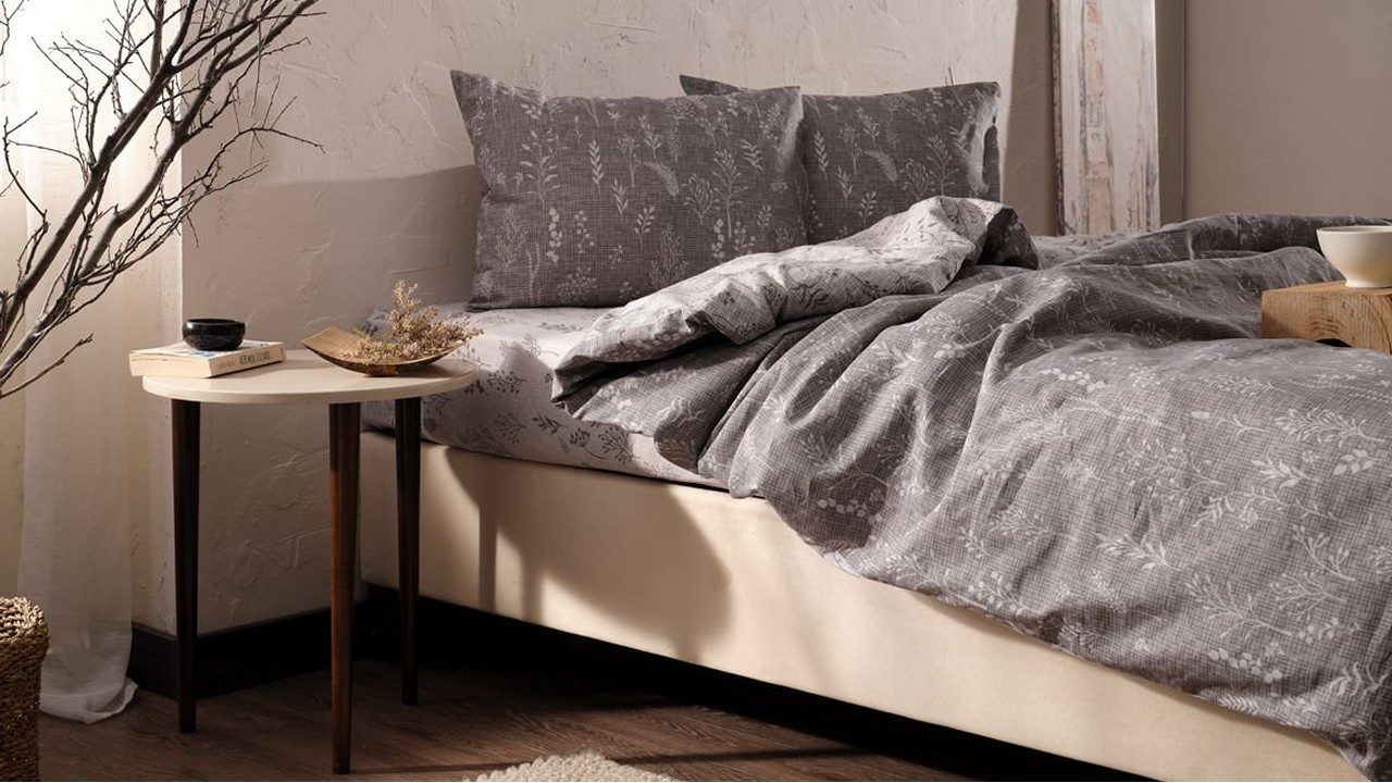 Set Lenjerie de pat Easy - Cot Double, Cafea DOQU Lenjerie de pat