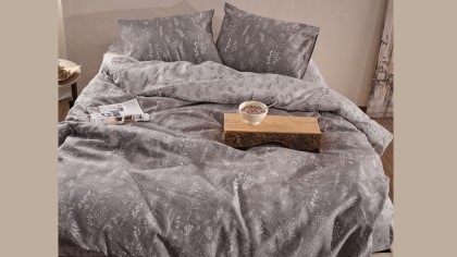 Set Lenjerie de pat Easy - Cot Double, Cafea DOQU Lenjerie de pat