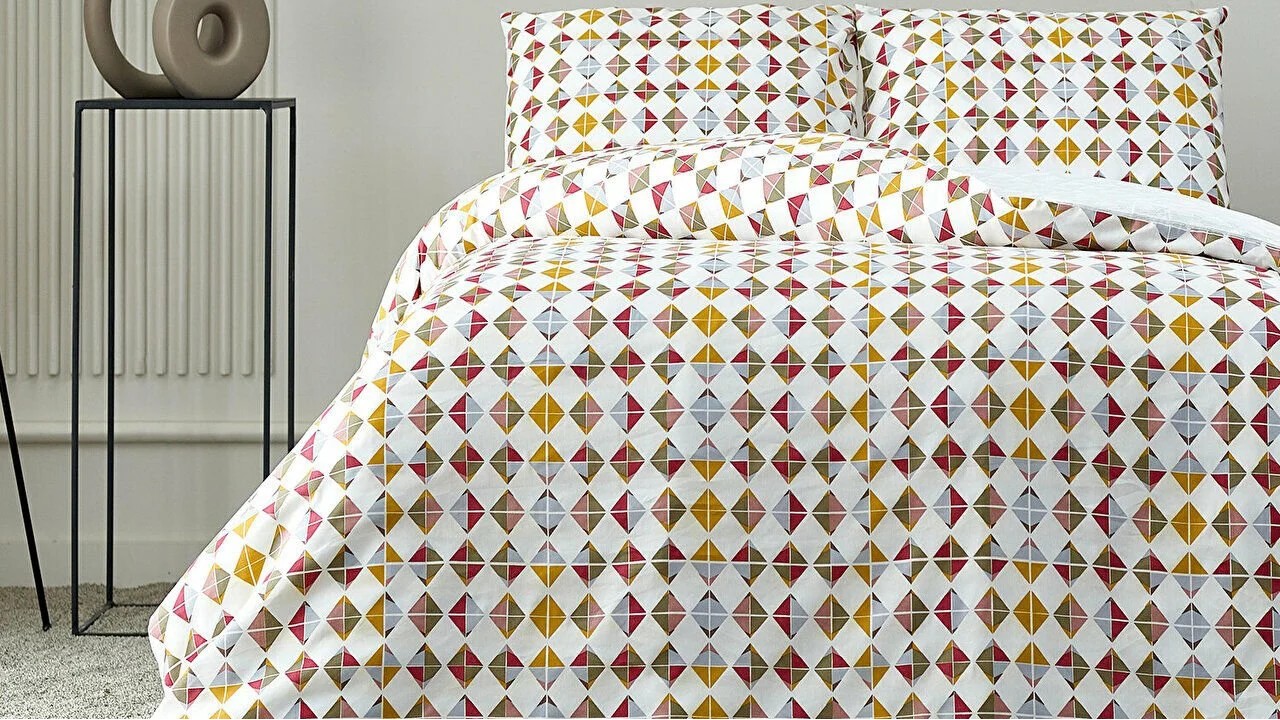 Set Lenjerie de pat Festival City Double, Coral-Geometric DOQU Lenjerie de pat