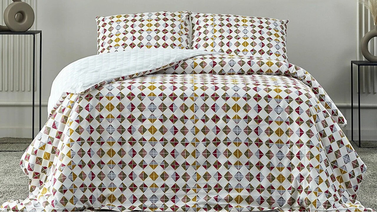 Set Lenjerie de pat Festival City Double, Coral-Geometric DOQU Lenjerie de pat