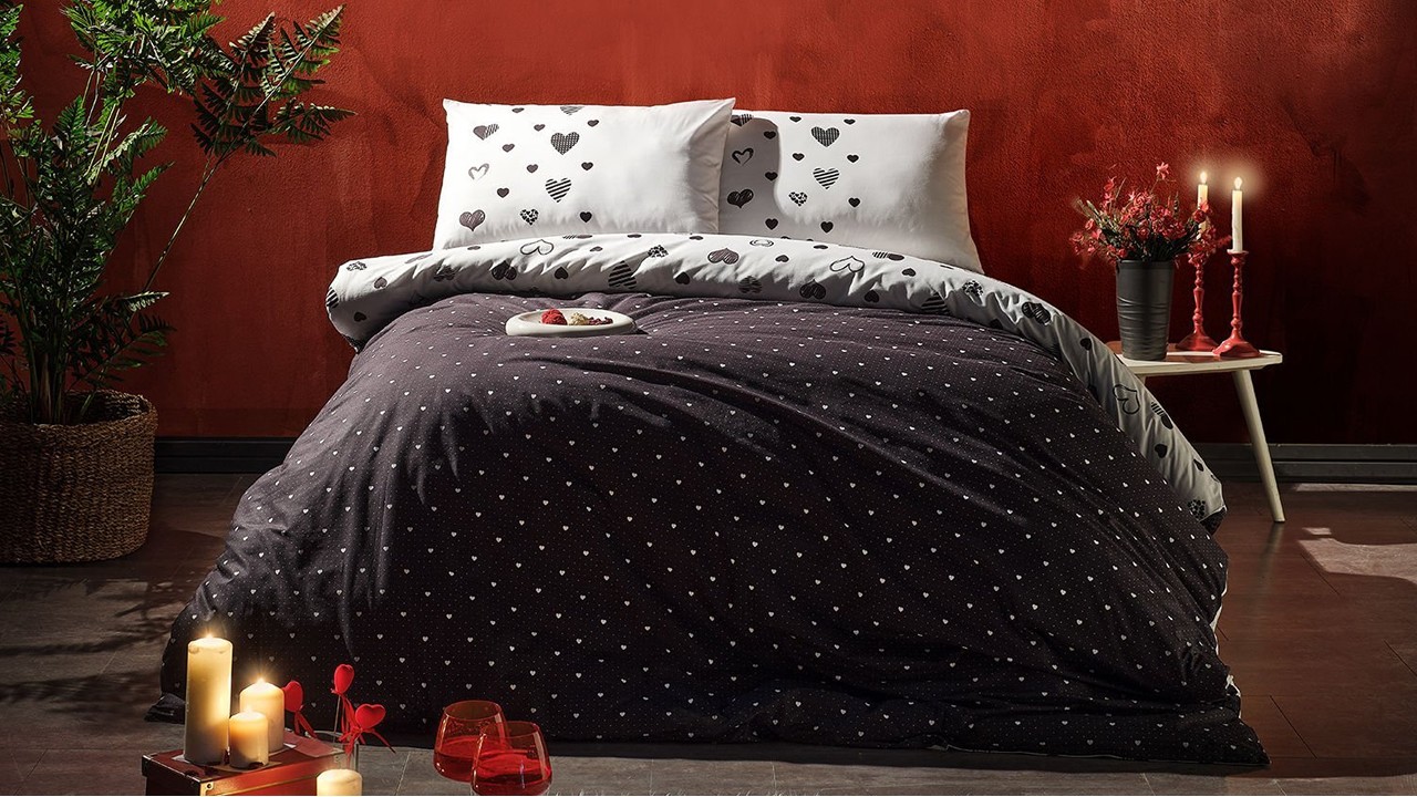 Set Lenjerie de pat Ranforce Valens Double - Negru DOQU Lenjerie de pat