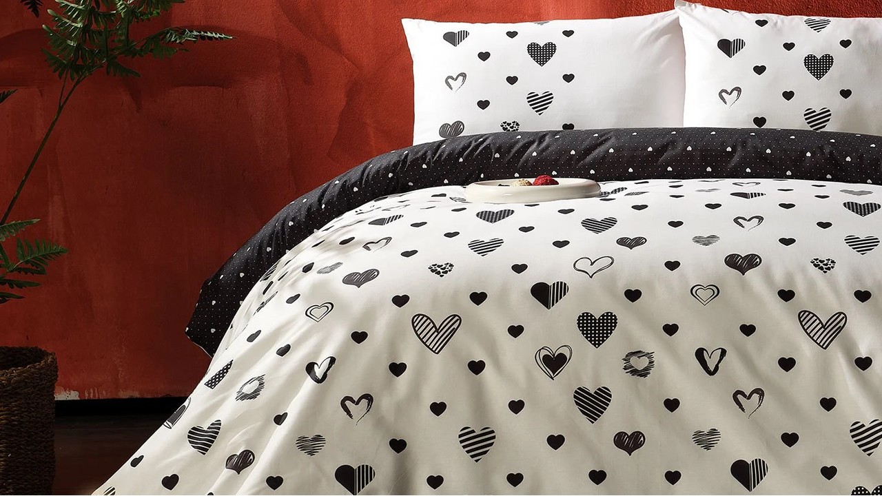 Set Lenjerie de pat Ranforce Valens Double - Negru DOQU Lenjerie de pat