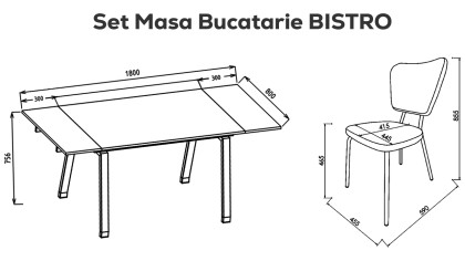 Masa Bucatarie Extensibila Bistro BELLONA Masa 22BIS3176YPYP
