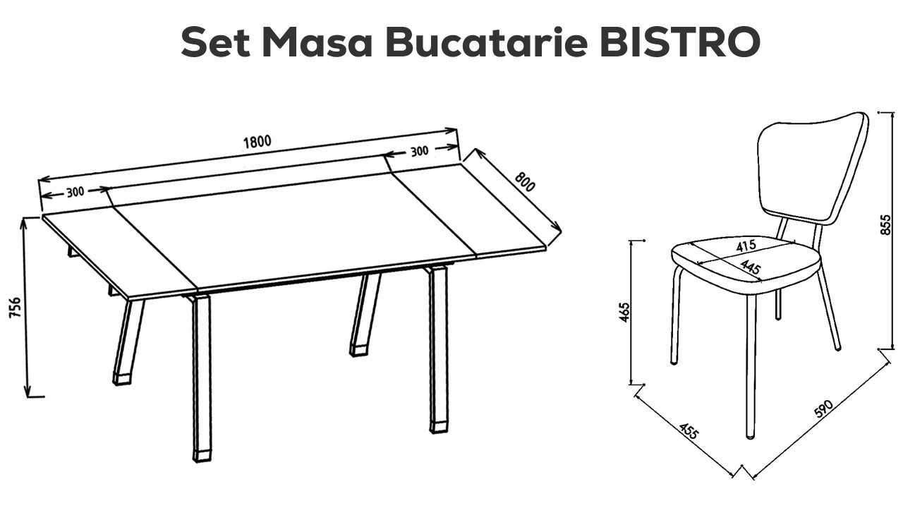 Masa Bucatarie Extensibila Bistro BELLONA Masa 22BIS3176YPYP