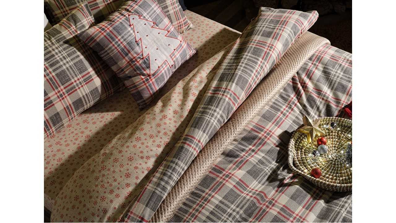 Set Lenjerie de pat Flanel Wendy Double - Carouri Multicolor DOQU Lenjerie de pat
