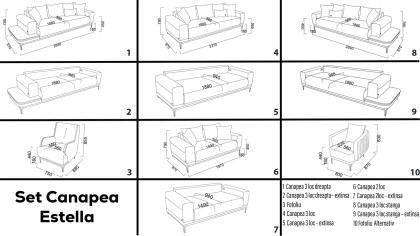 Canapea Extensibila 3 locuri cu Masuta integrata stanga Estella BELLONA Canapele 20ETE3L00400001
