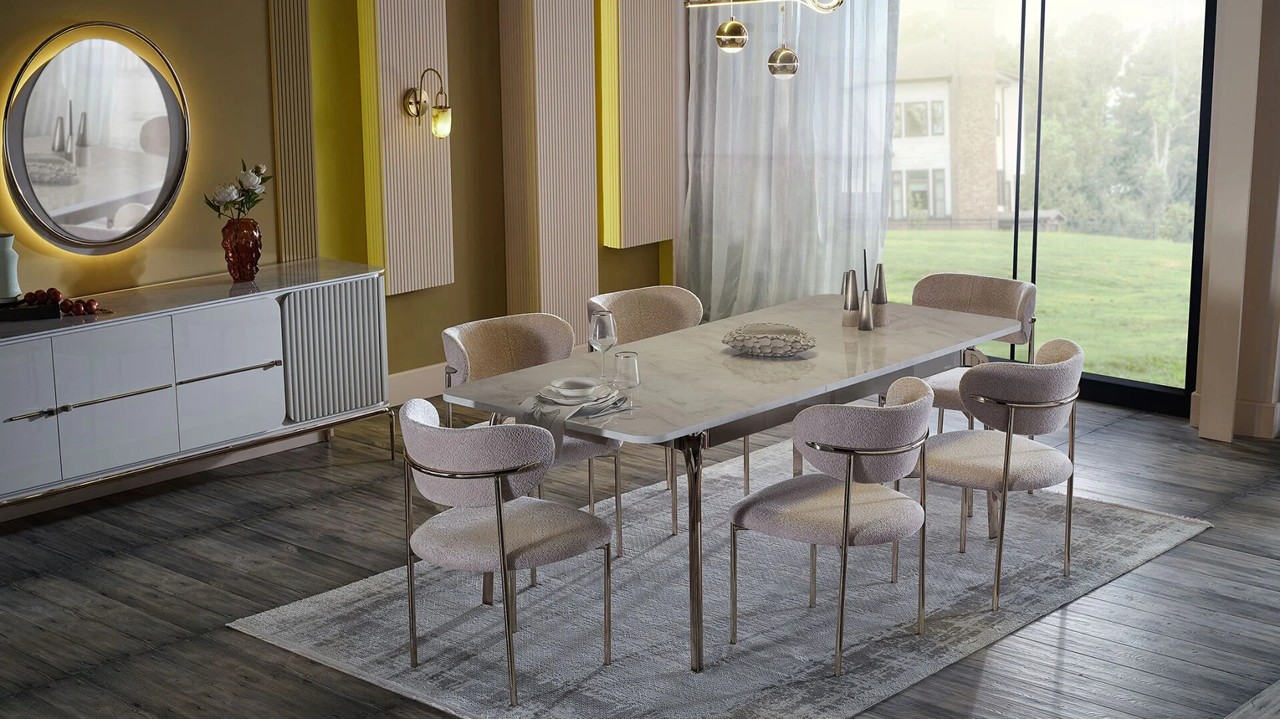 Masa Extensibila cu 6 Scaune Estella  Seturi Masa cu Scaune