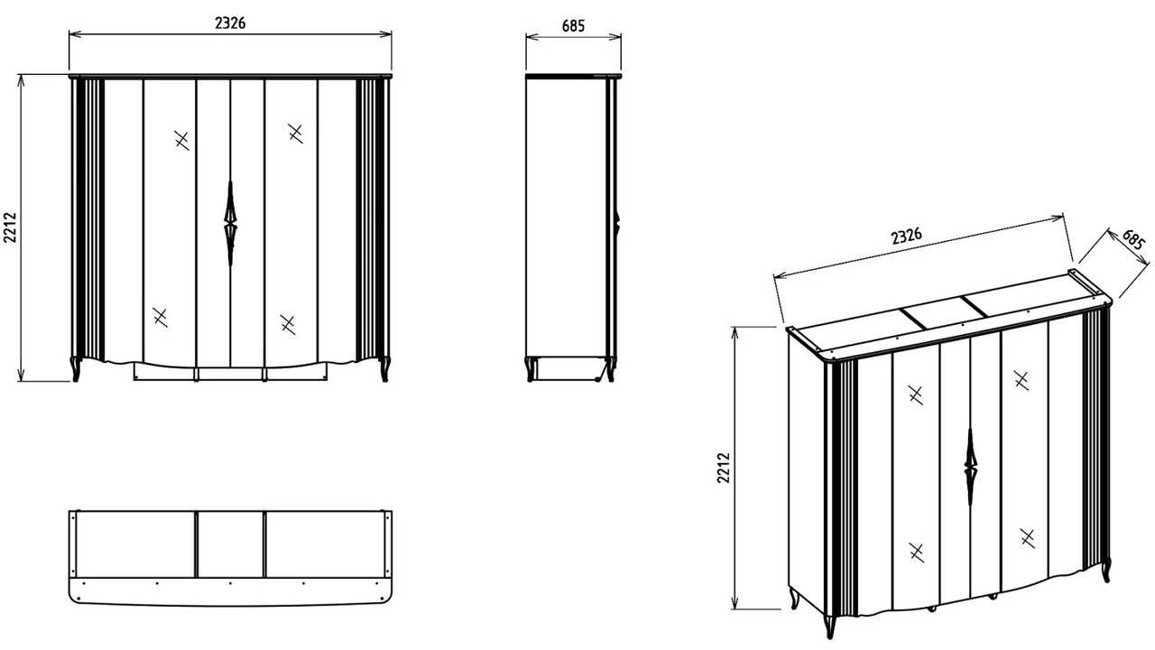 Set Dormitor Victor, Sifonier 5 usi, Pat 160x200, culoare Fildes, Finisaj Auriu  Set Dormitor VICDORM5USI160200