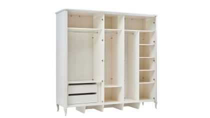 Set Dormitor Victor, Sifonier 5 usi, Pat 160x200, culoare Fildes, Finisaj Auriu  Set Dormitor VICDORM5USI160200