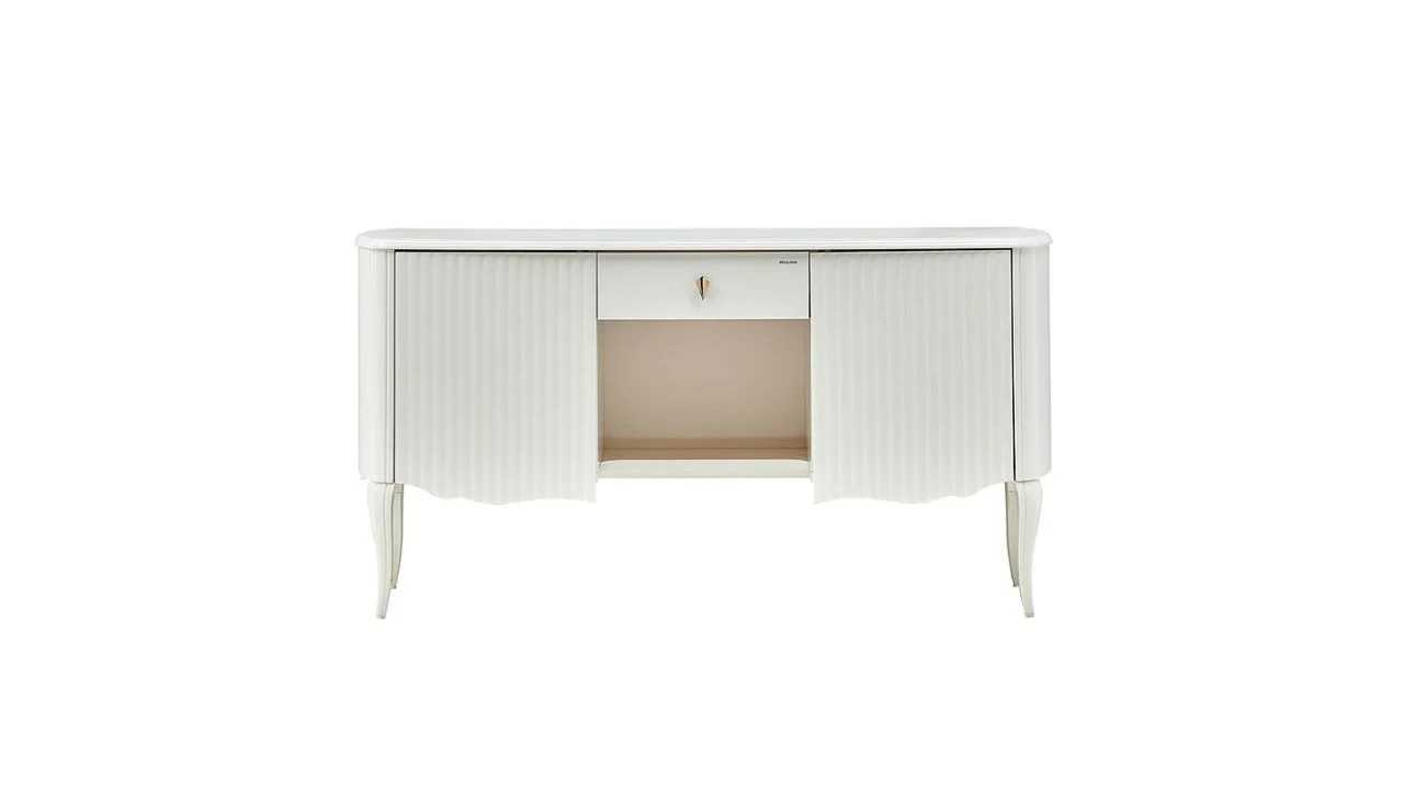 Set Dormitor Victor, Sifonier 5 usi, Pat 160x200, culoare Fildes, Finisaj Auriu  Set Dormitor VICDORM5USI160200