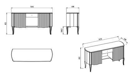 Set Dormitor Victor, Sifonier 5 usi, Pat 160x200, culoare Fildes, Finisaj Auriu  Set Dormitor VICDORM5USI160200