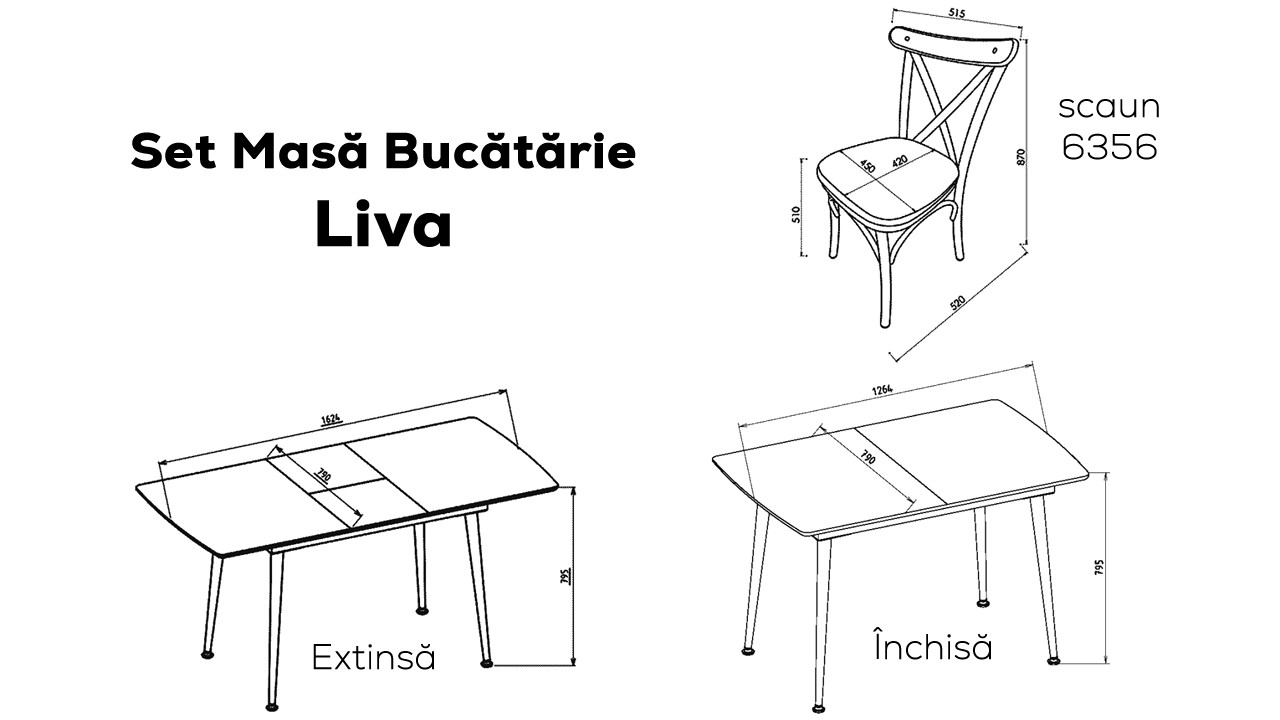 Masa Extensibila de Bucatarie Liva BELLONA Masa 22LVE3175WYNJ