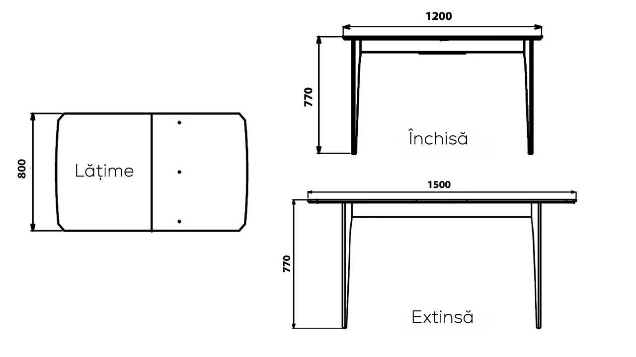 Set Masa Extensibila Bucatarie Kolin  Masa + Scaune