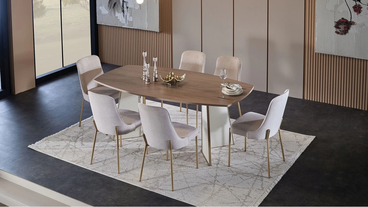 Set Dining Room cu Masa Fixa Montella  Seturi Masa cu Scaune