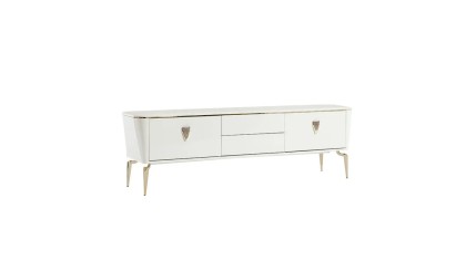 Vitrina Compacta TV Plaza, Culoare Fildes BELLONA Vitrina Compacta 22PZA3001FSFS+22PZA3003FSFS