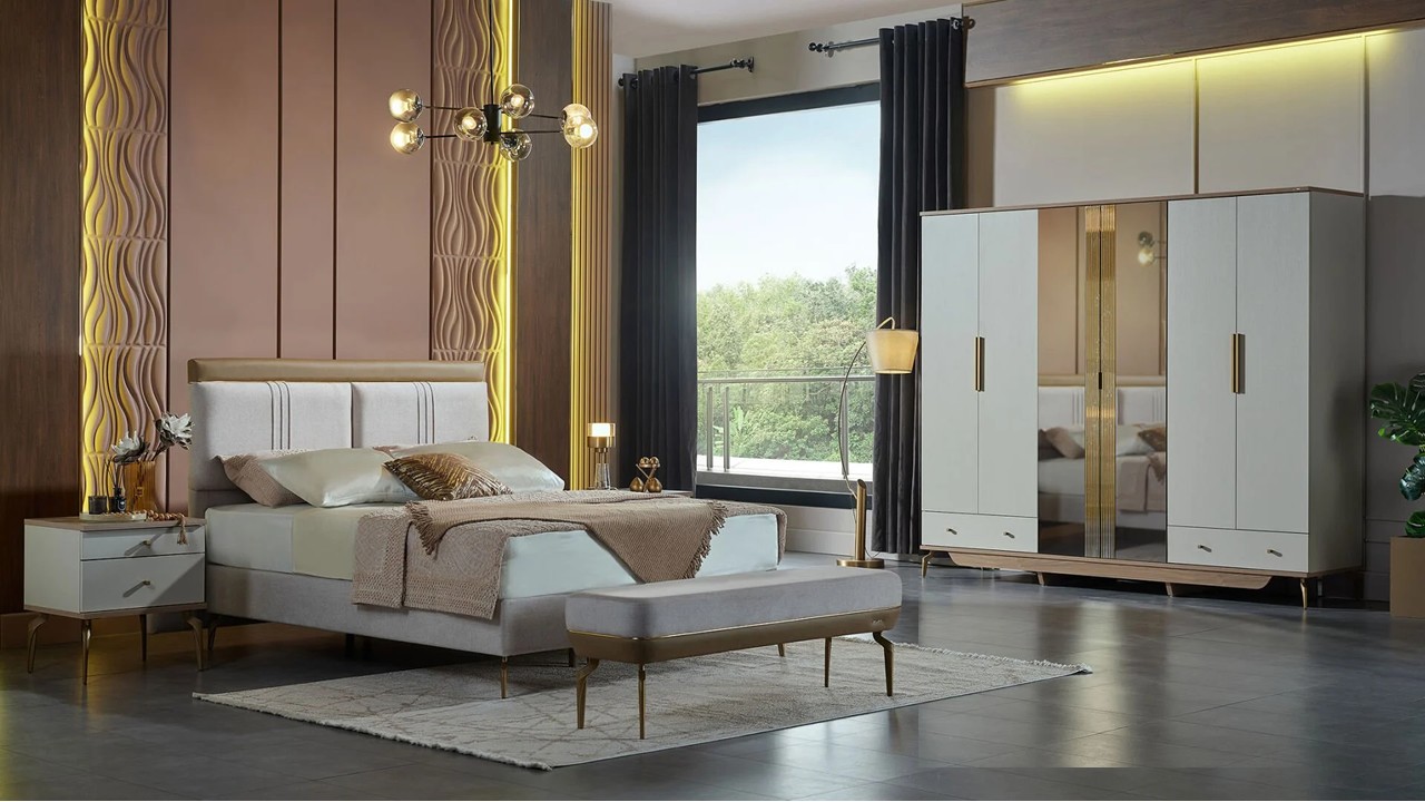 Set Dormitor Montella cu Tablie L  Set Dormitor