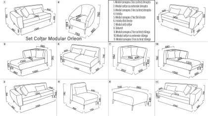 Modul canapea 3 loc cu brat stanga Orleon BELLONA Magazin 20OLN3L00400002