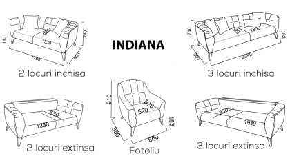 Set Canapea Extensibila Indiana 3+3+1+1 BELLONA Seturi canapele 51IND5100600001
