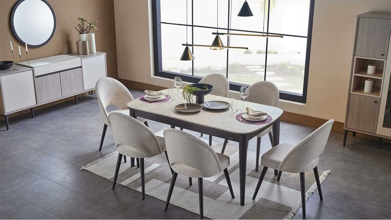 Set Masa Extensibila cu 6 Scaune Mona  Seturi Masa cu Scaune